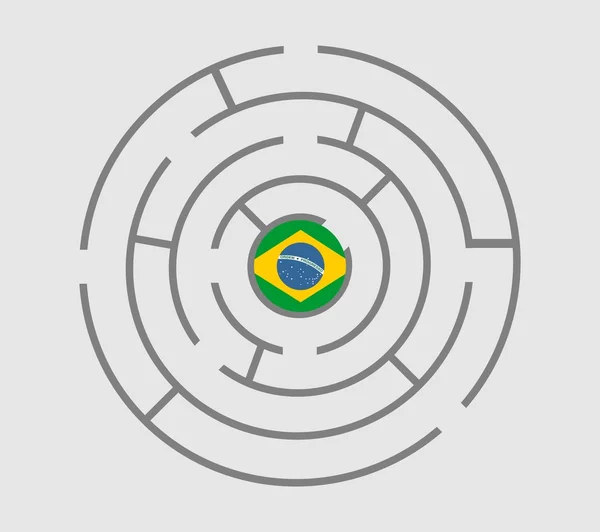 Bandeira do Brasil no labirinto de problemas políticos metáfora —  Vetores de Stock
