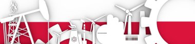 Enerji ve güç Icons set. Başlık banner ile Polonya bayrağı