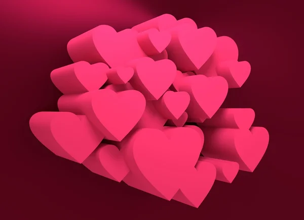 Amor fundo relativo. Grupo de formas cardíacas — Fotografia de Stock