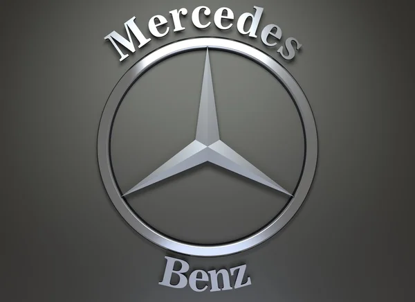 Mercedes Benz emblem on dark grey background. — Stock Photo, Image