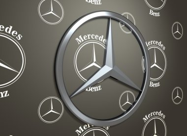 Mercedes Benz emblem on dark grey background. clipart