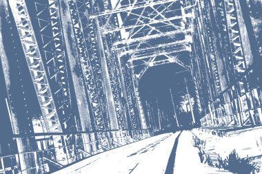 Demiryolu metal köprü perspektif görünüm