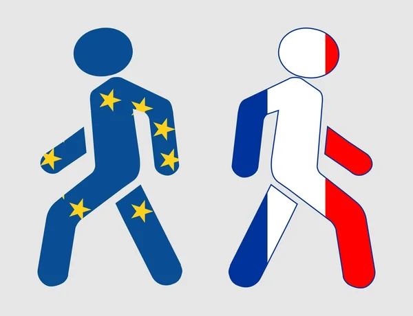 Frankrijk en de betrekkingen van de Europese Unie. Frexit metafoor — Stockvector