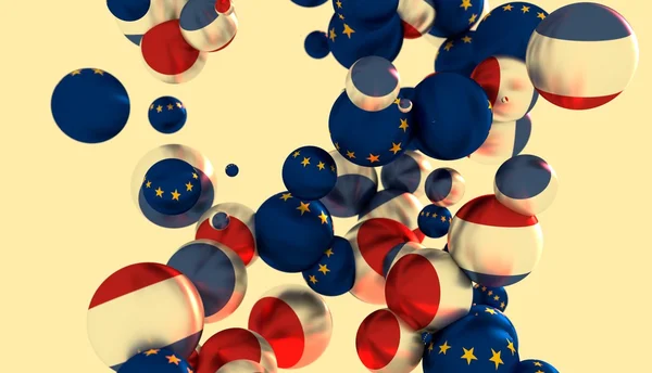 Large group of spheres. Netherlands and European Union flags — Stock Photo, Image