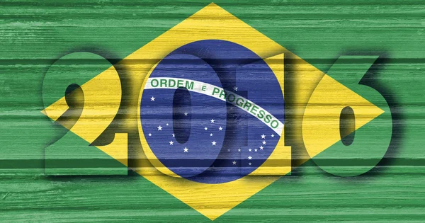 Brezilya ulusal bayrak ve 2016 numarası — Stok fotoğraf