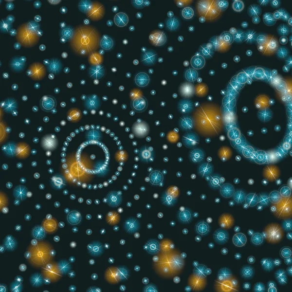 光る粒子から円で抽象的なテクノ背景. — ストック写真