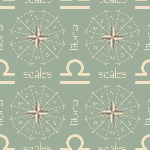 Astrology sign Scales. Seamless pattern — Stock Vector
