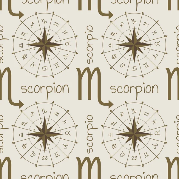 Astrology sign Scorpion. Seamless pattern — Stock Vector