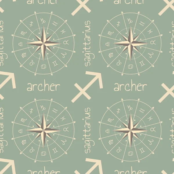 Astrology sign Archer. Seamless pattern — Stock Vector