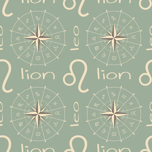 Astrology sign Lion. Seamless pattern — Stock Vector