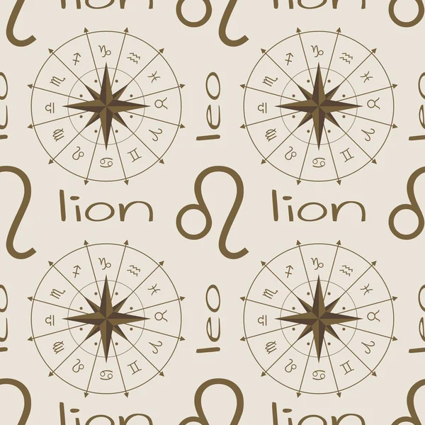 Signo de astrología León. Patrón sin costura — Vector de stock