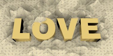 Düşük poli dağlar manzara. Aşk metni