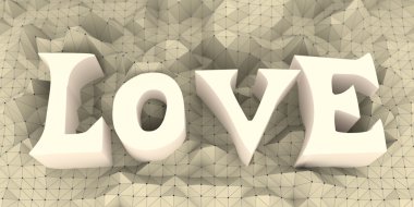 Düşük poli dağlar manzara. Aşk metni