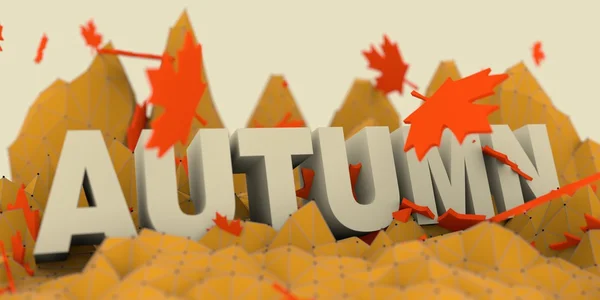 Low poly mountains landscape. Autumn text — Stock Photo, Image