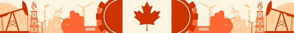 Energia és az ikonok beállítása. Fejléc banner Kanada zászló — Stock Vector