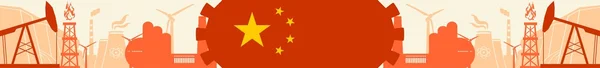 Conjunto de iconos de Energía y Energía. Bandera de encabezado con bandera de China — Archivo Imágenes Vectoriales