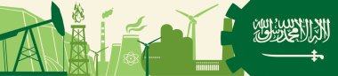 Enerji ve güç Icons set. Başlığı ile Suudi Arabistan bayrağı