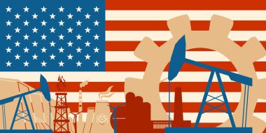 ABD bayrağı ile enerji ve güç Icons set