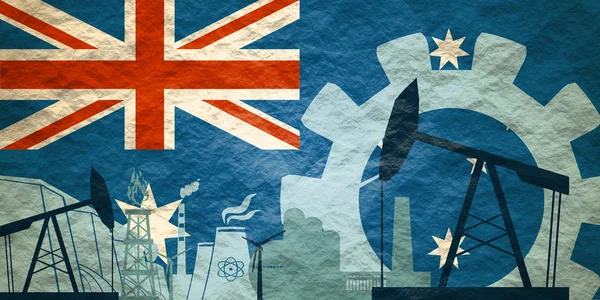 Значки энергии и мощности, установленные с флагом Австралии — стоковое фото