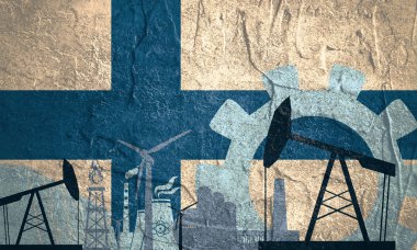 Finlandiya bayrağı ile enerji ve güç Icons set