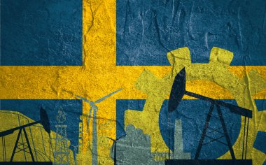 İsveç bayrağı ile enerji ve güç Icons set