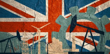 İngiltere bayrak ile enerji ve güç Icons set