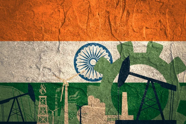 Ícones de energia e energia definidos com bandeira da Índia — Fotografia de Stock