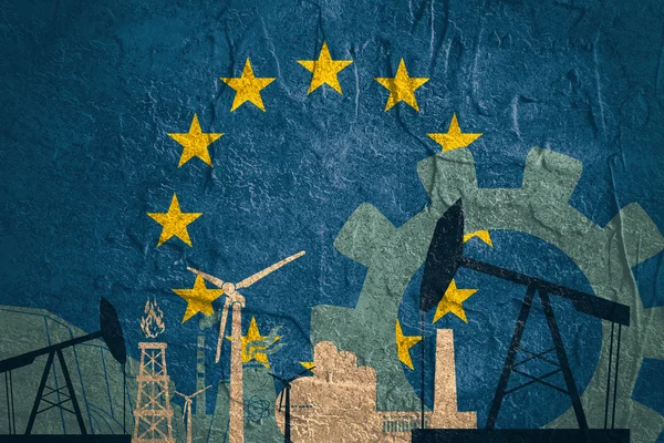 Avrupa Birliği bayrağı ile enerji ve güç Icons set