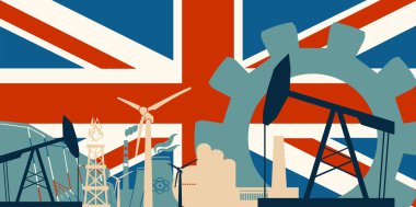 İngiltere bayrak ile enerji ve güç Icons set