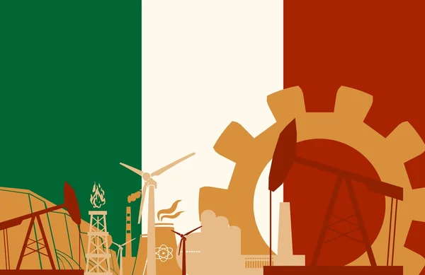 Iconos de energía y energía con bandera de Italia — Archivo Imágenes Vectoriales