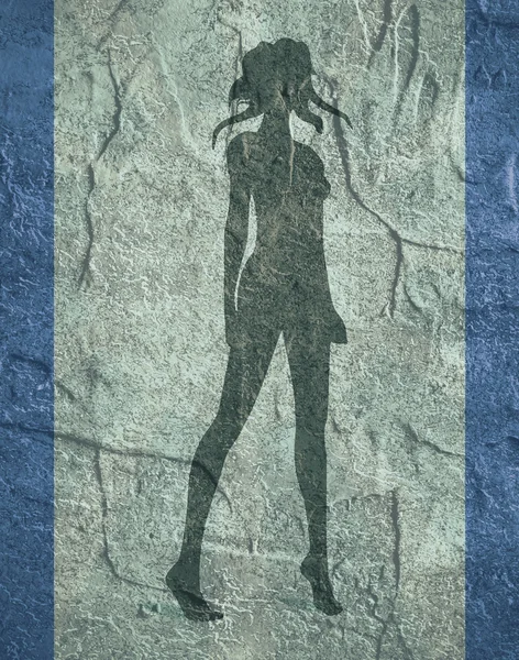 Сексуальный женский силуэт на бетонном фоне — стоковое фото