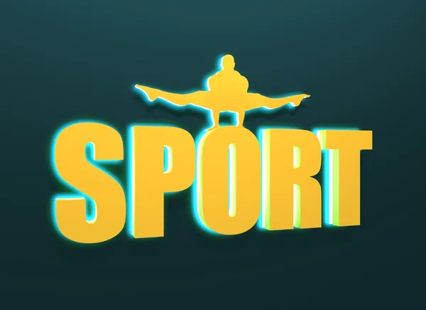 Muscular man posing on sport word. Cutout silhouette — Stock Photo, Image