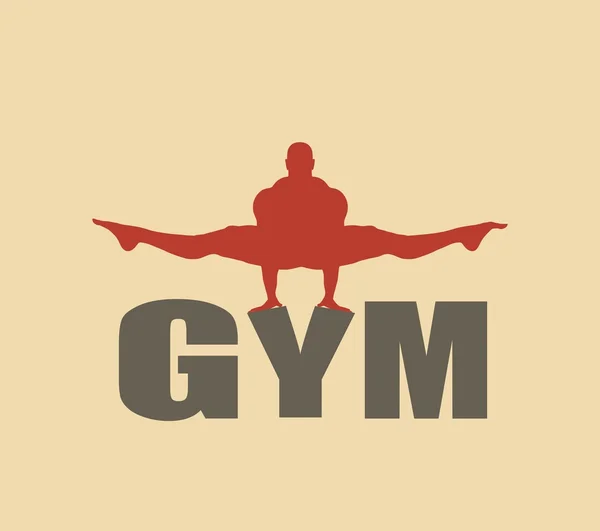 Homme musclé posant sur un mot de gym. Silhouette vectorielle — Image vectorielle
