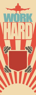 Kaslı adam iş zor metin üzerinde poz. Vektör siluet