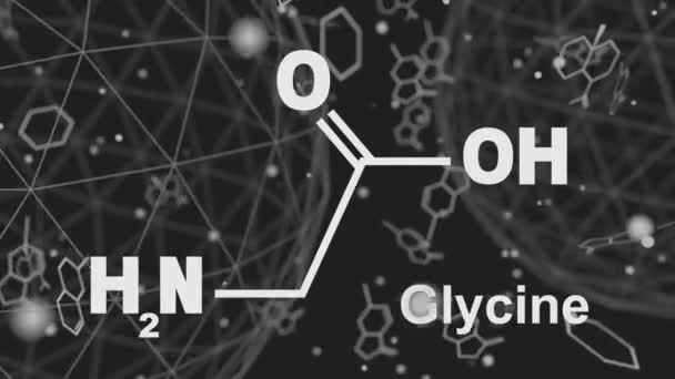 Struktura molekularna glicyny — Wideo stockowe