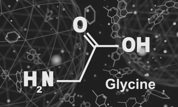 Struktura molekularna glicyny — Zdjęcie stockowe