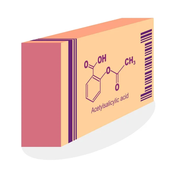 Aspirin package box — Vector de stock