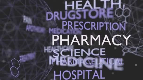Etiquetas de farmacia nube — Vídeo de stock