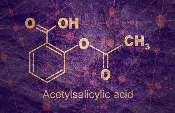 Wzór chemiczny kwasu acetylosalicylowego — Zdjęcie stockowe