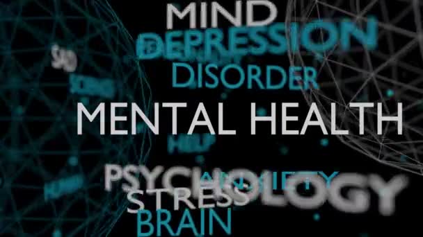 Zihinsel sağlık kelimeleri bulutlu — Stok video