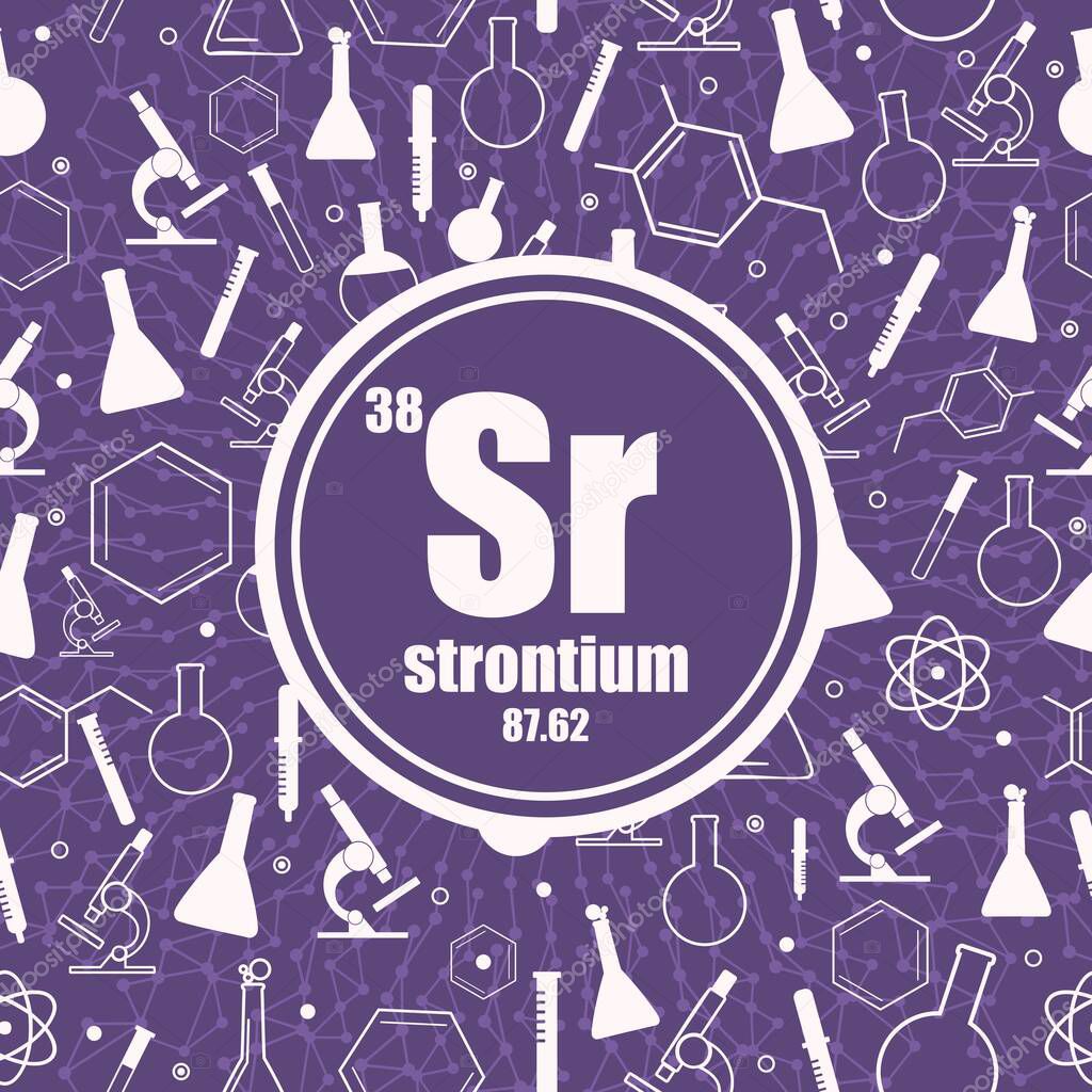 Strontium chemical element. Periodic table concept.