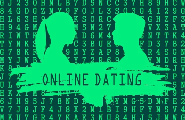 Концепція онлайн знайомств. Чоловік і жінка спілкування — стоковий вектор