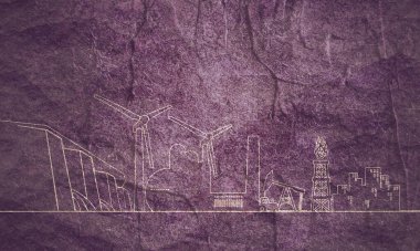 Broşür şablonu tasarımı. Taş malzemesi grunge dokusu