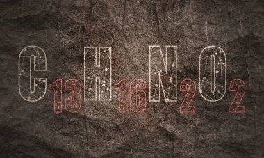 Melatonin hormon molekülü. Taş malzemesi grunge dokusu