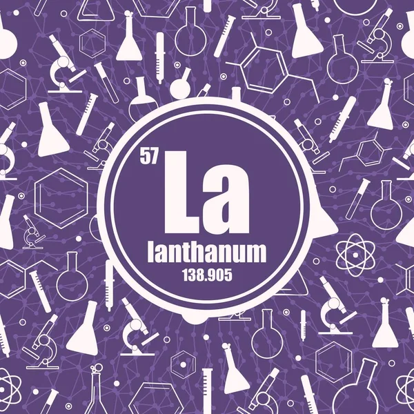 Élément chimique du lanthane. Concept de tableau périodique. — Image vectorielle