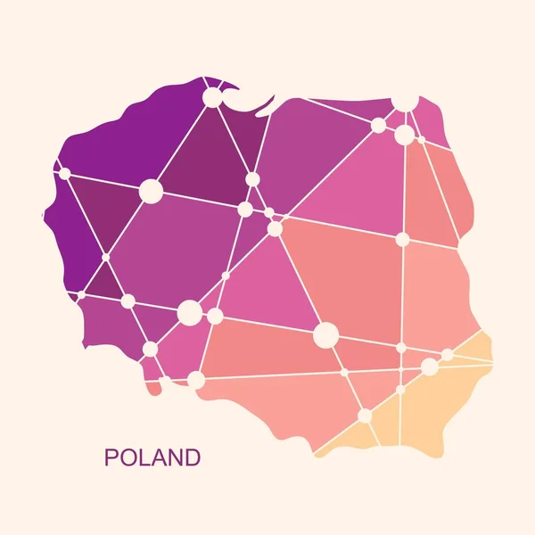 Mapa Polska. Koncept cestování a geografie. — Stockový vektor