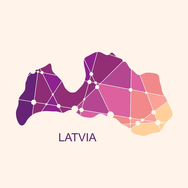 Mapa Lotyšska. Koncept cestování a geografie. — Stockový vektor