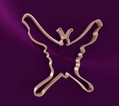 İki baş silueti. İnce çizgi biçim illüstrasyonu