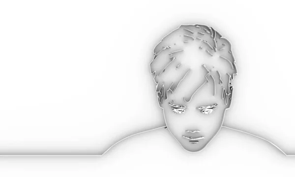 Silhuett av ett kvinnligt huvud. Tunn linje stil illustration — Stockfoto