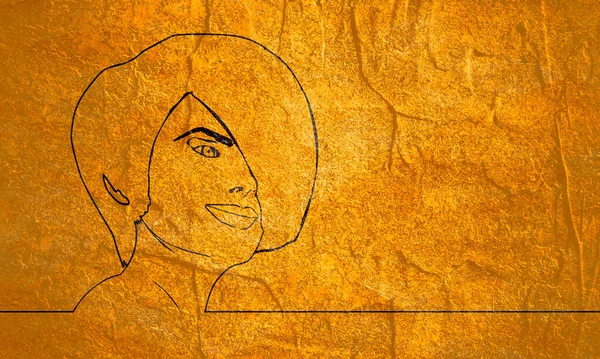 Silhouette d'une tête de femme. Texture pierre — Photo